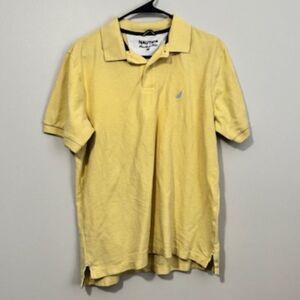 USED Men's Nautica Short Sleeve Polo Shirt Color Yellow Size Medium
